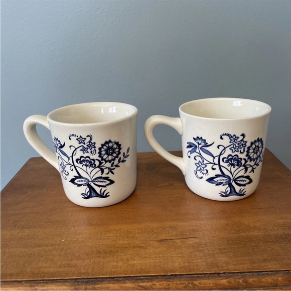 J &G Meakin Blue Nordic Blue Onion Mug Set With Wooden Mug Stand - Picture 5 of 9